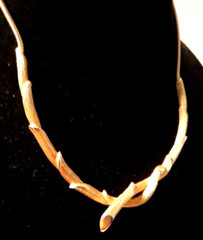 Vintage Mid Century Modern Brushed Gold Plated 80s Choker Necklace Signed OF