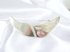 Vintage Sterling Silver 925 Artisan Modernist Rhodochrosite Slide Necklace