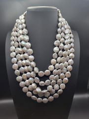 10mm Platinum 5 Strand Keshi Pearl Necklace 18 – 23 Outstanding Luster