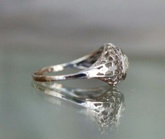 0.66Ct White Round Cut 1890s Antique Filigree Engagement Ring Solid 925 Silver