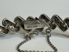 Vintage Sterling Silver Marcasite CZ Link 7” Bracelet Signed A 925 Thailand
