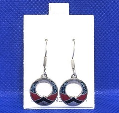 1.25″ Vintage MEXICO Earrings 925 Sterling Silver Turquoise Coral Onyx NEW