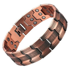 Unisex Bracelet, Arthritis Pain Relief, Vintage Retro, Magnetic, Red Copper