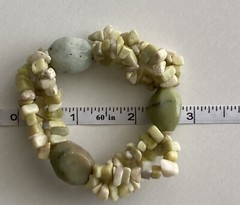 Vintage Tourmaline Quartz Stretch Bracelet 6.25in Green Chunky Boho 46.48g