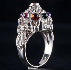 Vintage 1970’s 14k White Gold Multi-Stone Dome Style Ring 1.76ctw 8.8g