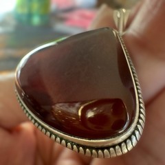 VTG Artisan Pendant 1.875 Inch Carnelian Agate Red Orange Gem 925 Sterling 12.6g