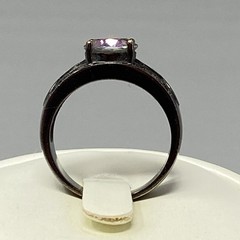 Mystic Topaz Band Ring Black Metal Wide Rainbow Purple Green Stone Fire Opal 7