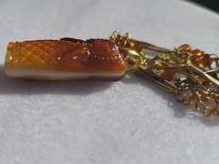 RAREST! VINTAGE EGYPTIAN LADY MUMMY SARCOPHAGUS PENDANT VTG GLASS BAR NECKLACE