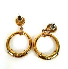 Vintage Jackie Collins Dangle Hoop Earrings Rhinestones Enamel Gold Tone