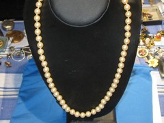 Vintage Knotted Pearl Single Strand 18” Necklace Sterling Silver Clasp