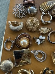 VTG Lot 79 SINGLE Clip-On Gold Tone Earrings Signed Escada Les Bernard Avon