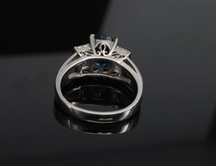 Fine 2.84ct Royal Blue Sapphire & 0.76ct Diamond Platinum Ring, Size 5.5