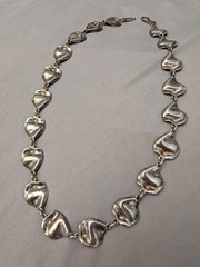 Vintage Anne Dick Sterling Silver 925 Disc Necklace w Hook Clasp – 18″
