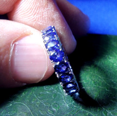 Original EARTH MINED SAPPHIRE Deco Band SOLID 14K GOLD Eternity Anniversary Ring