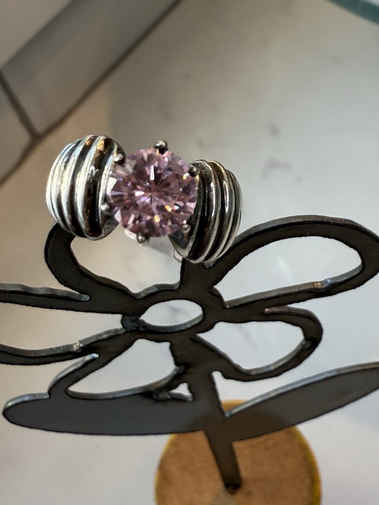 Vintage Sterling Silver Pink Tourmaline Stone Size 6 Ring