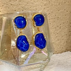 Vintage Royal Blue Earrings – Elegant Court Style Accessories