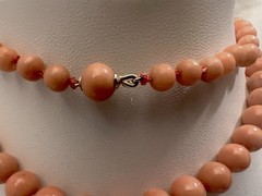 Antique Mediterranean Sciacca Salmon Coral 23½” Necklace 5-9.3mm Bead 14k Clasp