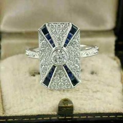 3.55Ct Art Deco Style Lab Created Diamond Engagement 14K White Gold Finish Ring