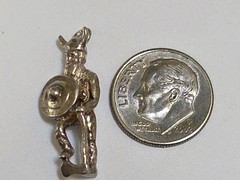 Sterling Silver ~ Viking Warrior Charm ~ Nordic ~ Nice AXE & SHIELD ~ VINTAGE