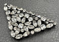 Vintage Art Deco Era Fabulous Old Clear Rhinestone Paste Brooch Pin Pendant