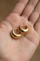 Chunky Gold Hoop Earrings Dome Style Thick Huggies Minimalist Everyday Jewelry