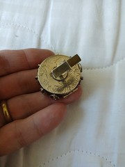 Vintage Sterling Silver cufflink Locket Snuff Box depicting Bullfighter