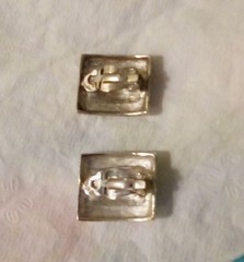 Vintage Givenchy Silver Square w/ 4Gs Logo Paris NY Signature 1980s Earrings