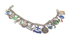 .Vintage Sterling & .800 Silver Charms From Around The World Bracelet 27.2g