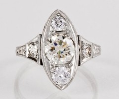 Antique Style 1.80ctw Lab Created Diamond Engagement Art Deco 14k White Gold FN