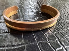 Vintage Copper Brass Cuff Bracelet Unisex Two-Tone Signed Estate Find READ SIZE