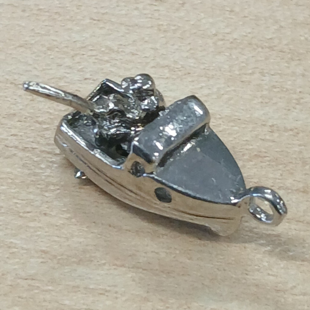 Silver-Tone Metal Boat Charm Pendant, Nautical Theme, No Stone, Unisex