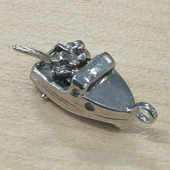 Silver-Tone Metal Boat Charm Pendant, Nautical Theme, No Stone, Unisex