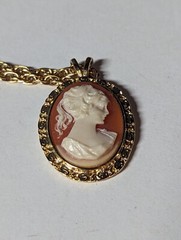 Vintage Framed Cameo Pendant Necklace