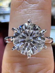 4.00Ct Round Cut Real Moissanite Solitaire Engagement Ring 14K White Gold Plated