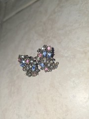 Vintage Hollycraft Twist On Earrings With Colorful Rhinestones 1950s