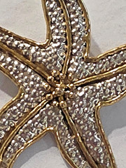 Vintage Mixed Metal Starfish NOS wTag Pendant Brooch Hammered Metal Mexico Lrg