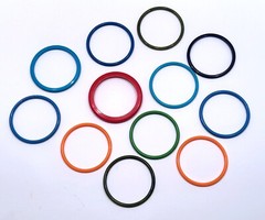 LOT of 12 VINTAGE FLAT PLASTIC BANGLE BRACELETS in VARIOUS COLORS (Lot #9)