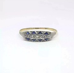 Vintage Timeless Art Deco Style Lab Created Diamond Engagement 14K Gold FN Rings