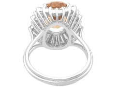 3.60Ct Orange Tourmaline and 2.30Ct Diamond, 18k White Gold Ballerina Ring