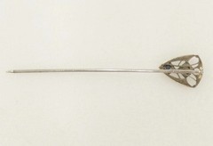 10K Vintage Art Deco 1920s White Gold Diamond .09ct Blue Gemstone Stick Pin 1.1g