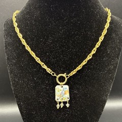 Hard to Find BLUEBIRD of Happiness, Vtg Gold Plated Rope Chain Necklace, OOAK