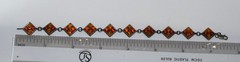 Vintage Hallmarked Poland Two Tone Amber 925 Sterling Silver Link Bracelet 7.5″