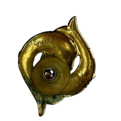 Signed MMA entwined dolphin earrings Metropolitan Museum Art matte goldtone