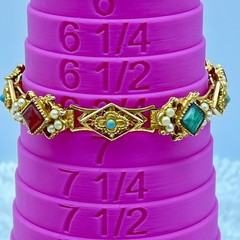 Vintage Ornate Bracelet Renaissance Revival Multicolor Stones Gold Tone 7″