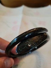 Antiqe Victorian buffalo carved enameled snake bracelet, estate