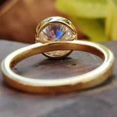 2 Ct Round Lab Grown Diamond Bezel Solitaire Engagement Ring 14k Yellow Gold Fn