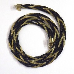 Set of 2 Vintage Flat Braided Necklaces Serpentine Chain Gold/Black/Silver 24″