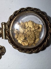 Necklace Encased 22k gold nuggets and 12k gold-filled rope border bezel & Chain