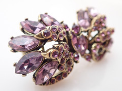 Vintage Hollycraft 1952 Signed Purple Rhinestone Earrings