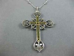 3CT Art Deco Vintage Style Cross Pendant Lab Created Diamond 14k White Gold FN